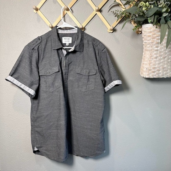 PAPER Denim and Cloth, Gray Short Sleeve Button Down Shirt, Men's XL - Picture 2 of 6